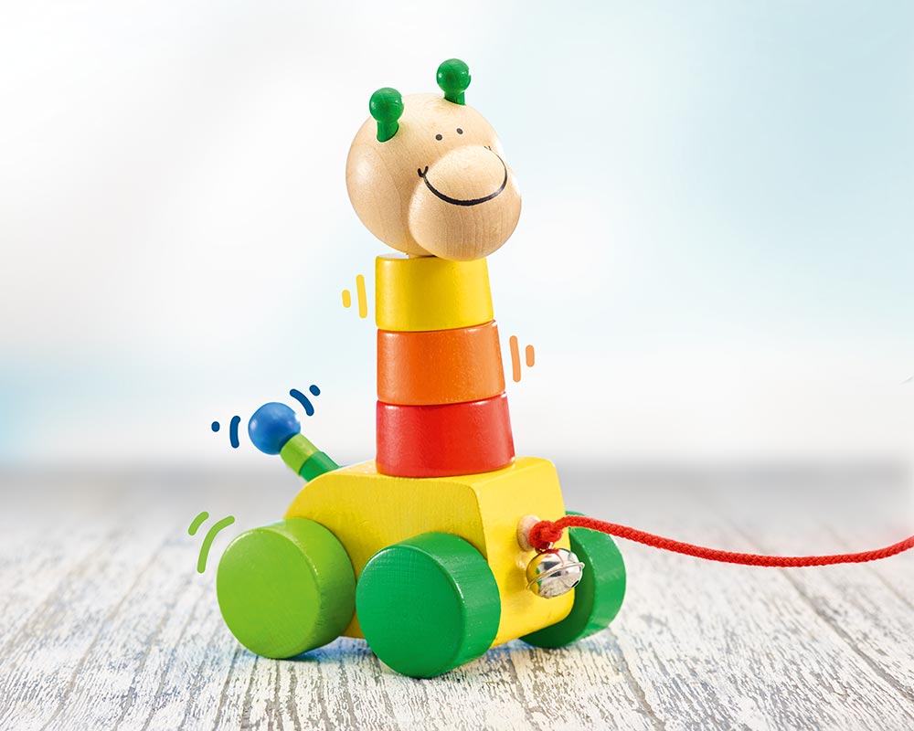 Holz bunte Steck-Giraffe zum Nachziehen