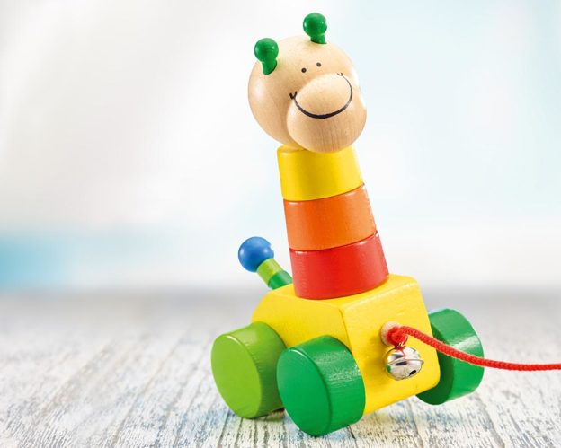 Holz bunte Steck-Giraffe zum Nachziehen