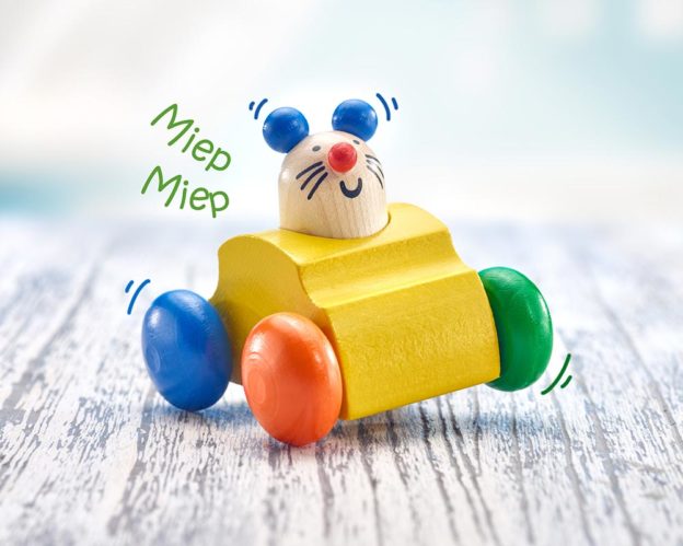 Holz buntes Rollspielzeug Greifling mit Maus und Hupe