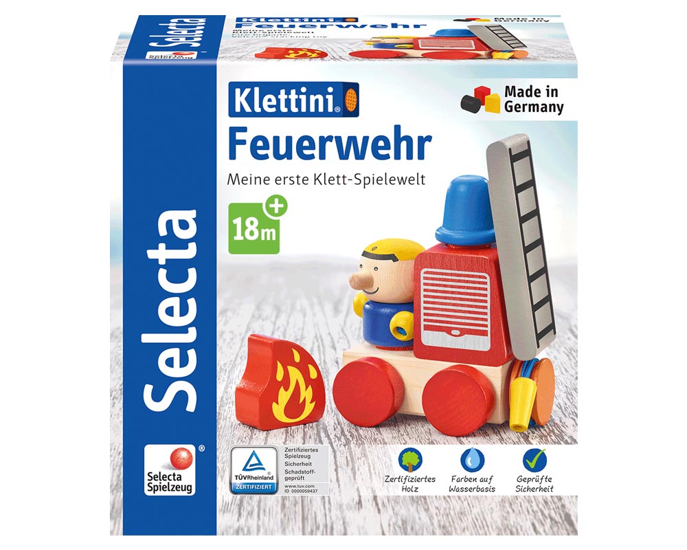 Verpackung holz spielfigur Feuerwehr Klettspielzeug Fahrzeug