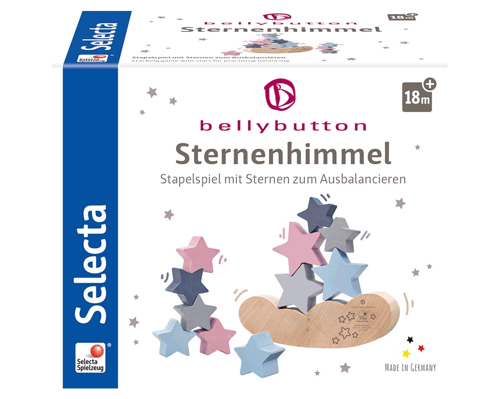 Verpackung Holz Stapelspiel Wolkenwippe mit bunten Sternchen