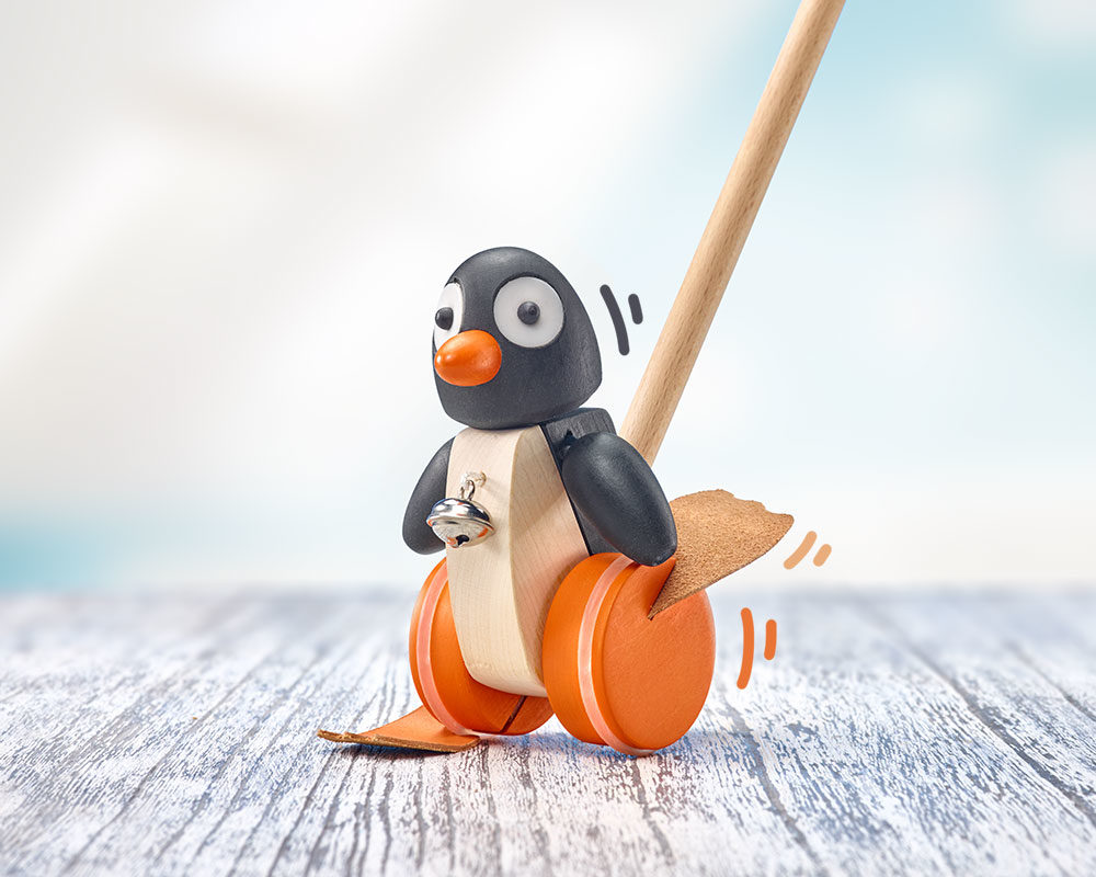 Holz Schiebefigur Pinguin Pingo