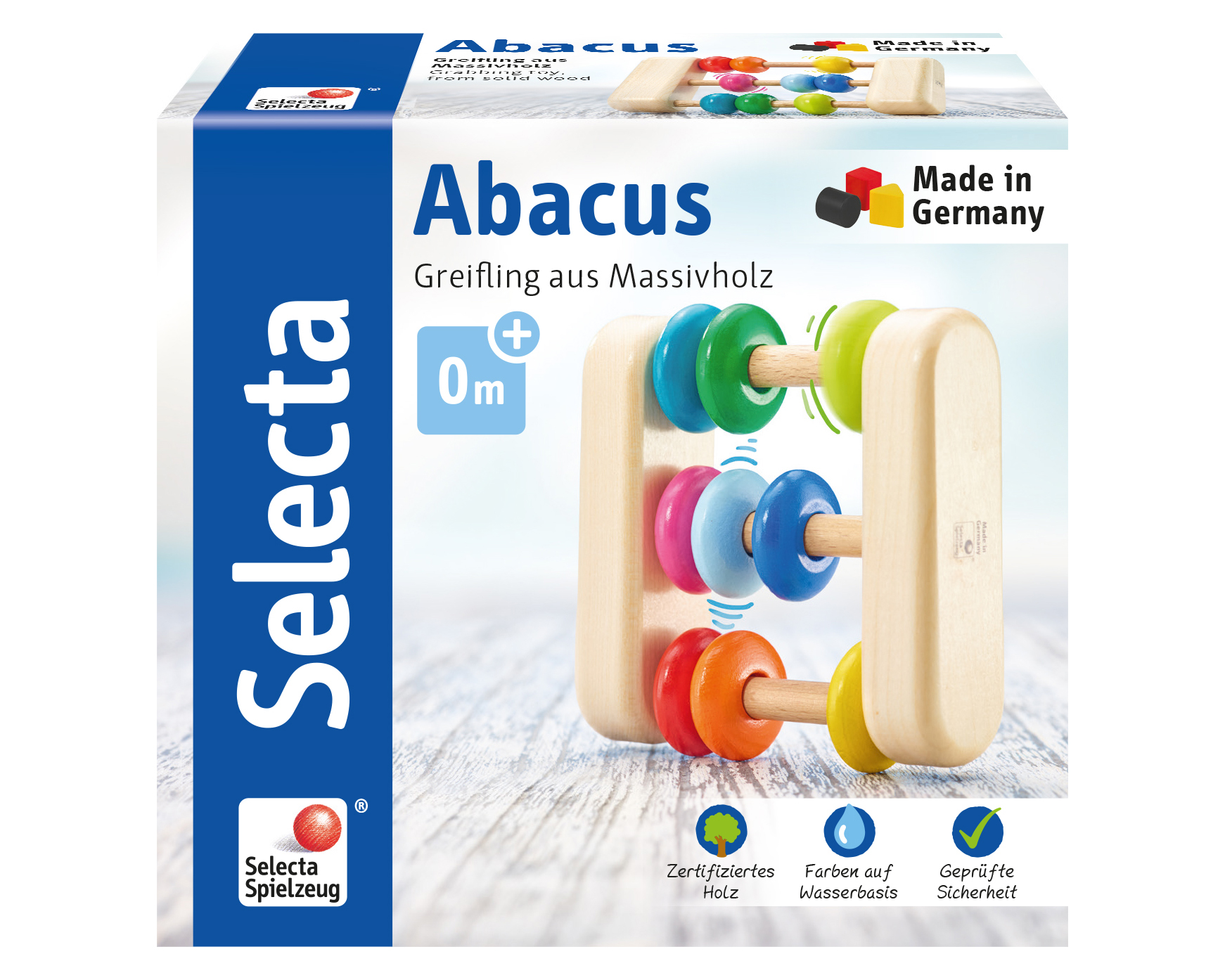 Abacus Holz Schieberechner mit bunten Ringen Packshot