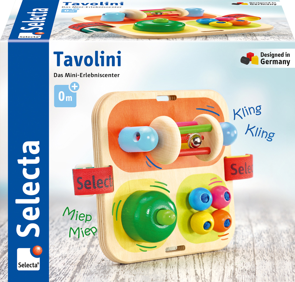 62020_Picknick_FS11_11_2019 Holzspielzeug für Babys „Tavolini“ von Selecta, mit Perlen und leuchtenden Farben – ein Klassiker unter den Motorikspielen aus Holz.