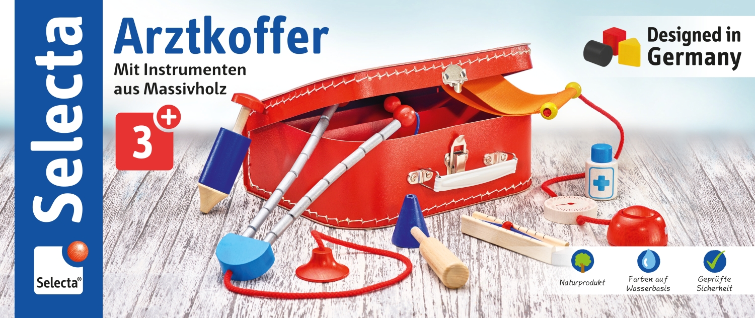 Vorderseite der Verpackung des roten Artkoffers von Selecta.