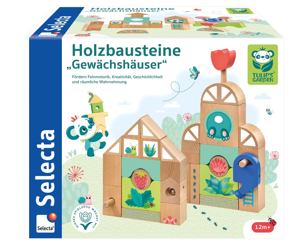 Tulips Garden Holzbausteine Selecta Holz-Spielzeug Packshot